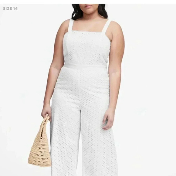 Banana Republic white eyelet jumpsuit sz 14 - Picture 4 of 6